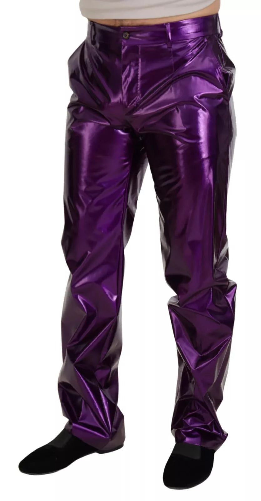 Dolce & Gabbana Purple Metallic Nylon Straight Trouser Men's Pants (Pre-Owned)