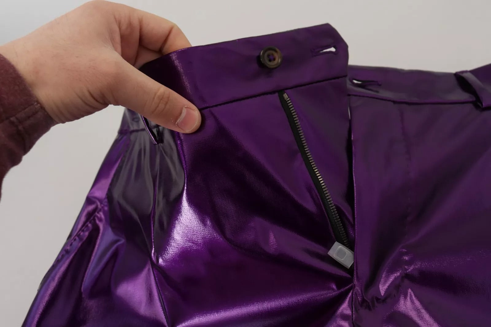 Dolce & Gabbana Purple Metallic Nylon Straight Trouser Men's Pants (Pre-Owned)