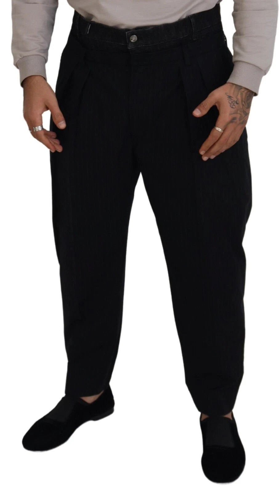 Dolce & Gabbana Black Cotton Stretch Loose Denim Trouser Men's Jeans (Pre-Owned)