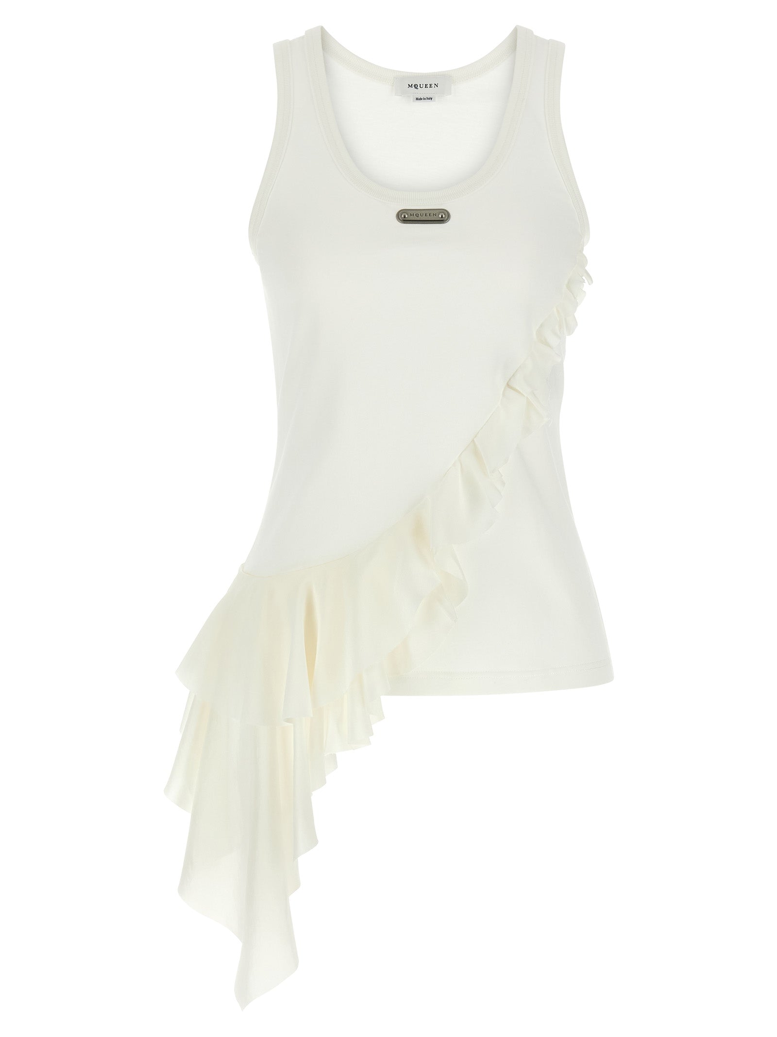 Alexander Mcqueen Women's Silk Ruffle Tank Top