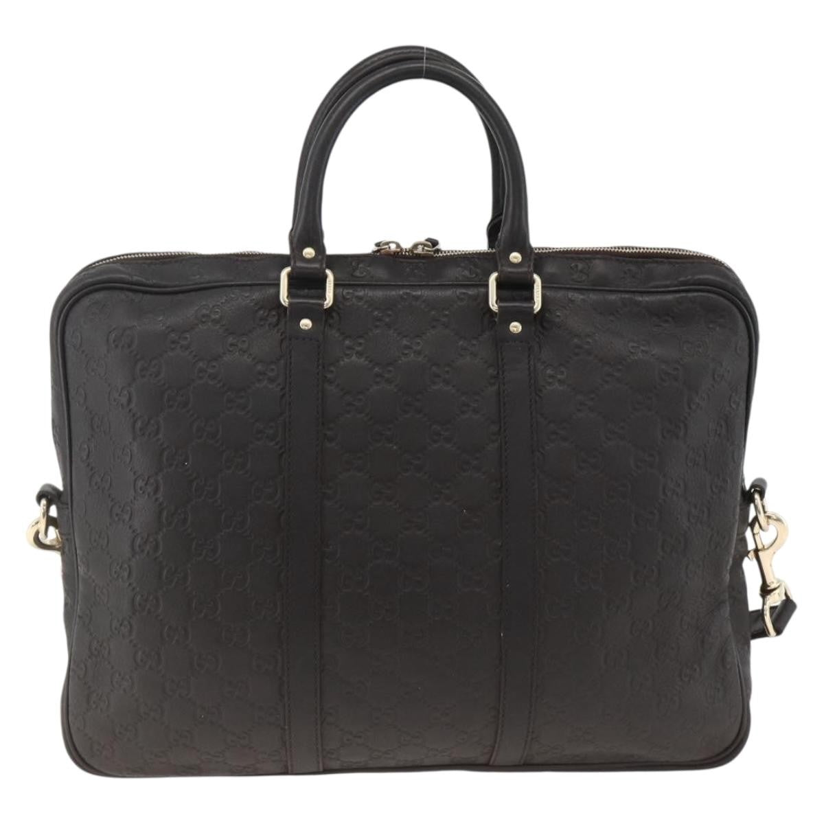 Gucci Convertible Guccissima Leather Black Leather Briefcase Bag (Pre-Owned)