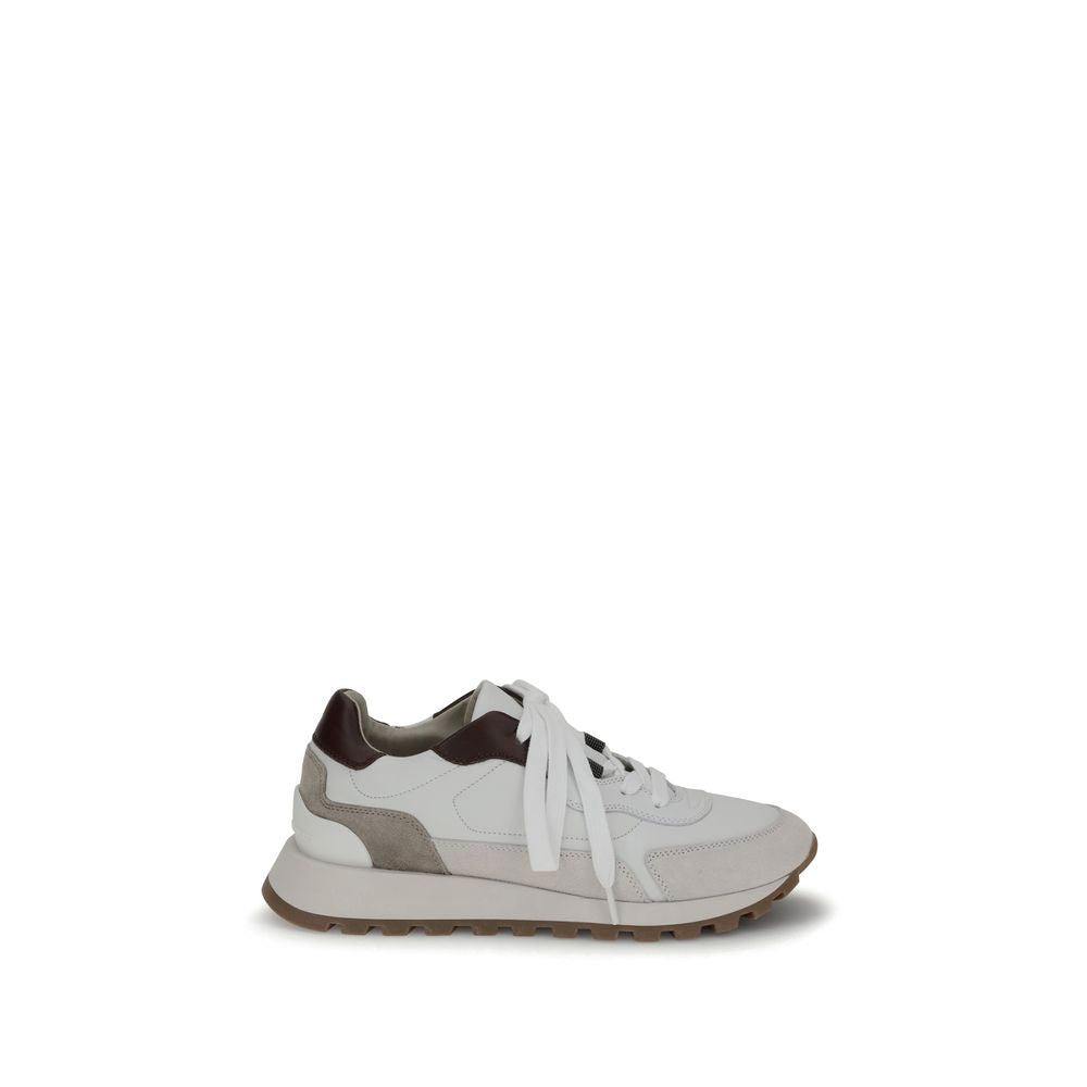Brunello Cucinelli Leather Sneakers with shiny Women's details
