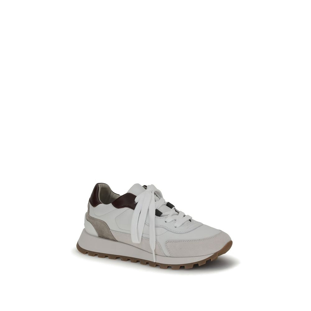 Brunello Cucinelli Leather Sneakers with shiny Women's details