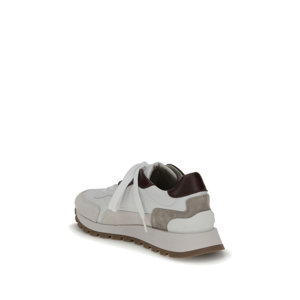 Brunello Cucinelli Leather Sneakers with shiny Women's details