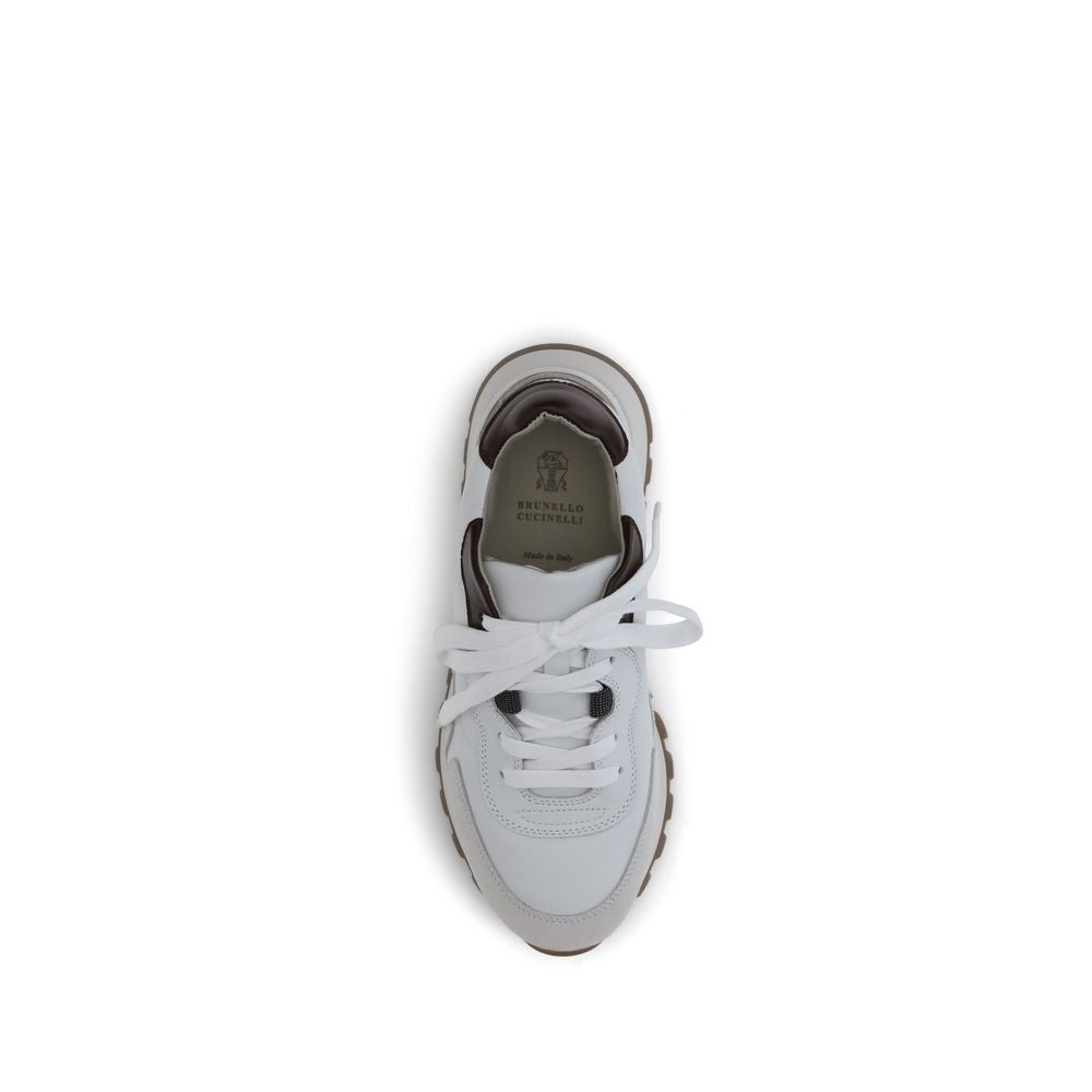 Brunello Cucinelli Leather Sneakers with shiny Women's details