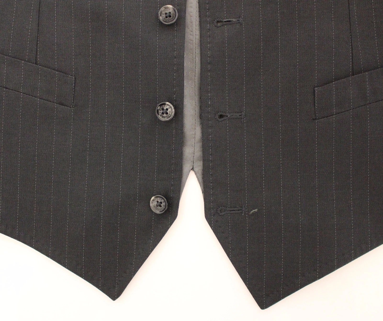 Dolce & Gabbana Gray Striped Formal Dress Gilet Men's Vest