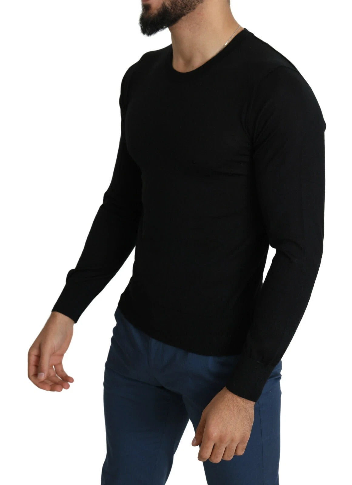 Dolce & Gabbana Black Cashmere Crewneck Pullover Men's Sweater (Pre-Owned)