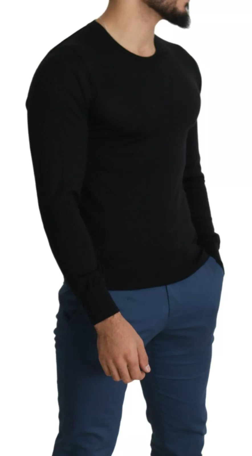 Dolce & Gabbana Black Cashmere Crewneck Pullover Men's Sweater (Pre-Owned)