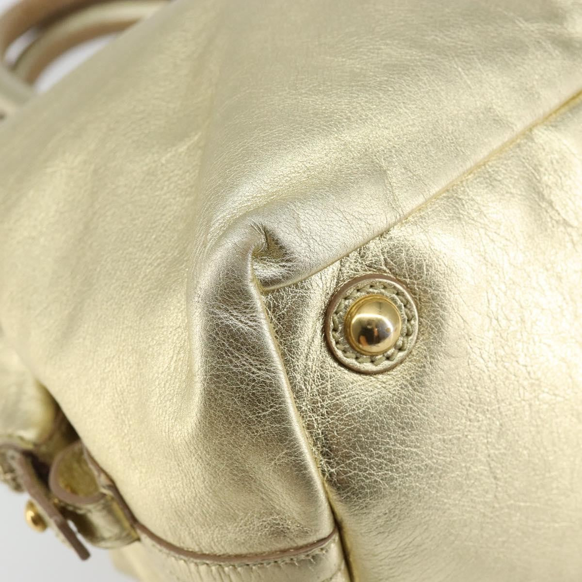 Saint Laurent Easy Y Suede With Fox Fur Gold Leather Bag (Pre-Owned)