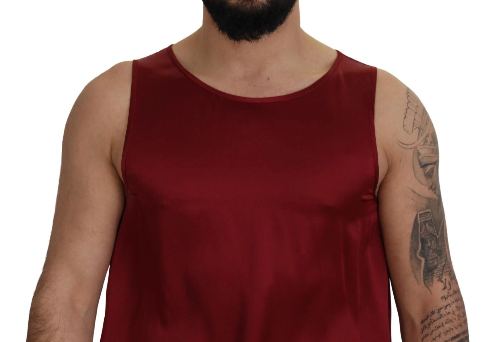 Dolce & Gabbana Red Round Neck Sleeveless Silk Men's T-shirt