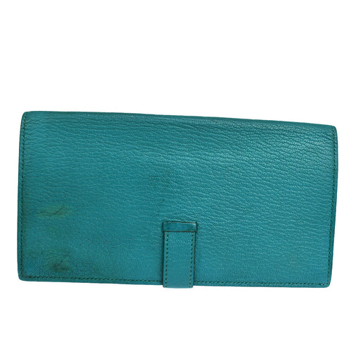 Hermès Béarn Blue Leather Wallet  (Pre-Owned)