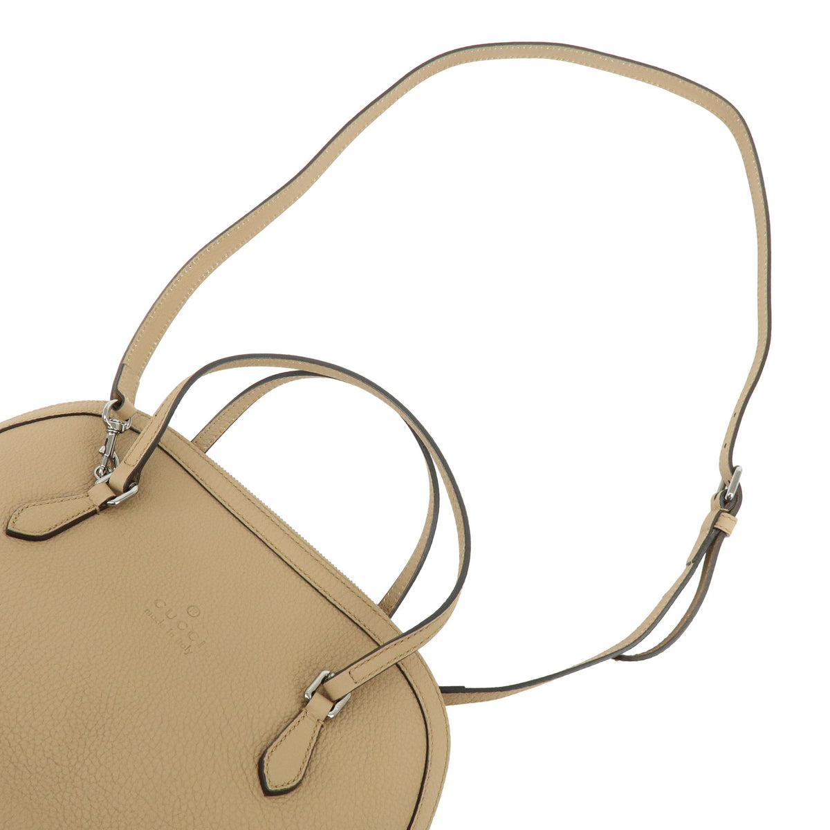 Gucci Lady Dollar Dome Satchel Leather Beige Leather Handbag (Pre-Owned)