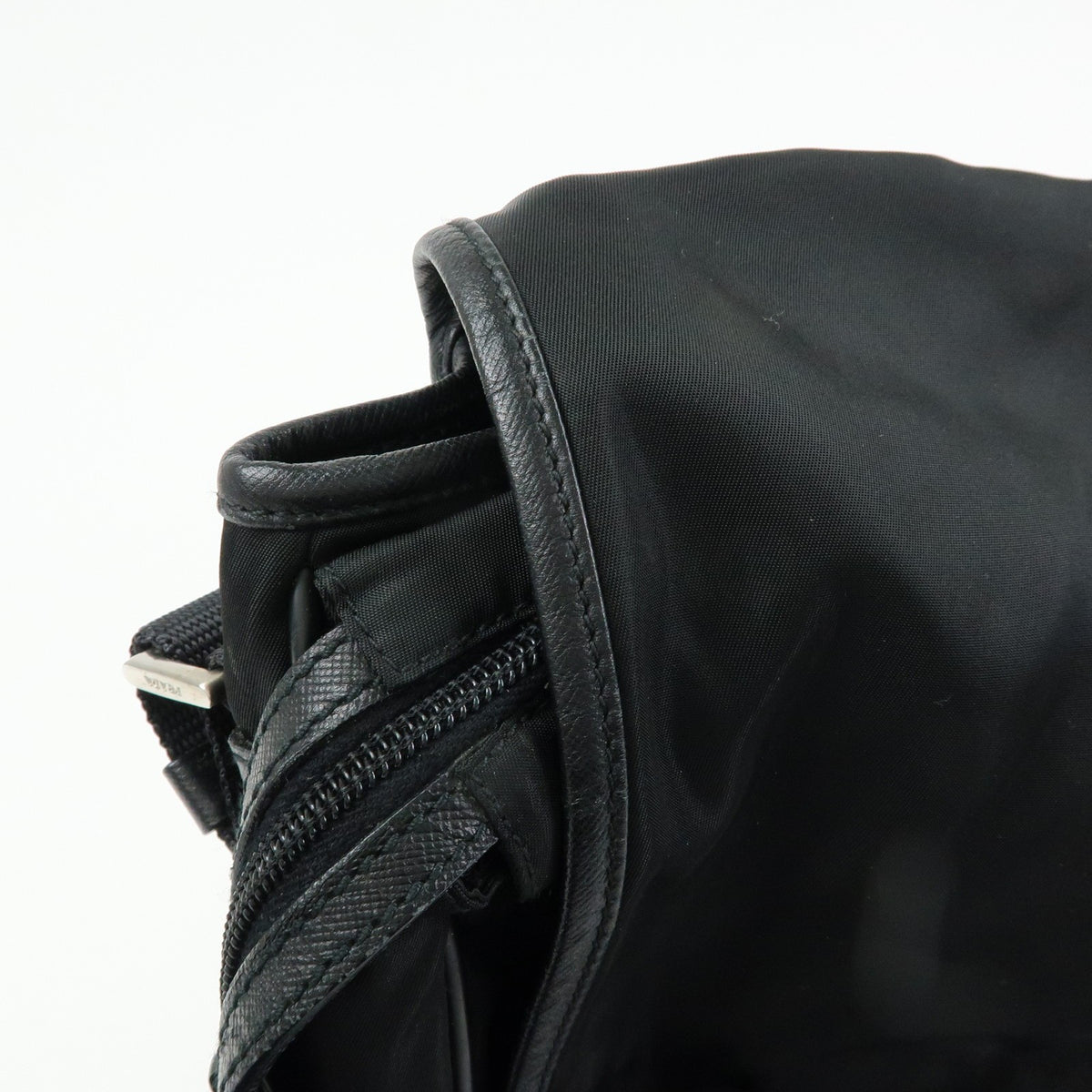 Prada Buckle Messenger Tessuto Black Nylon Handbag (Pre-Owned)