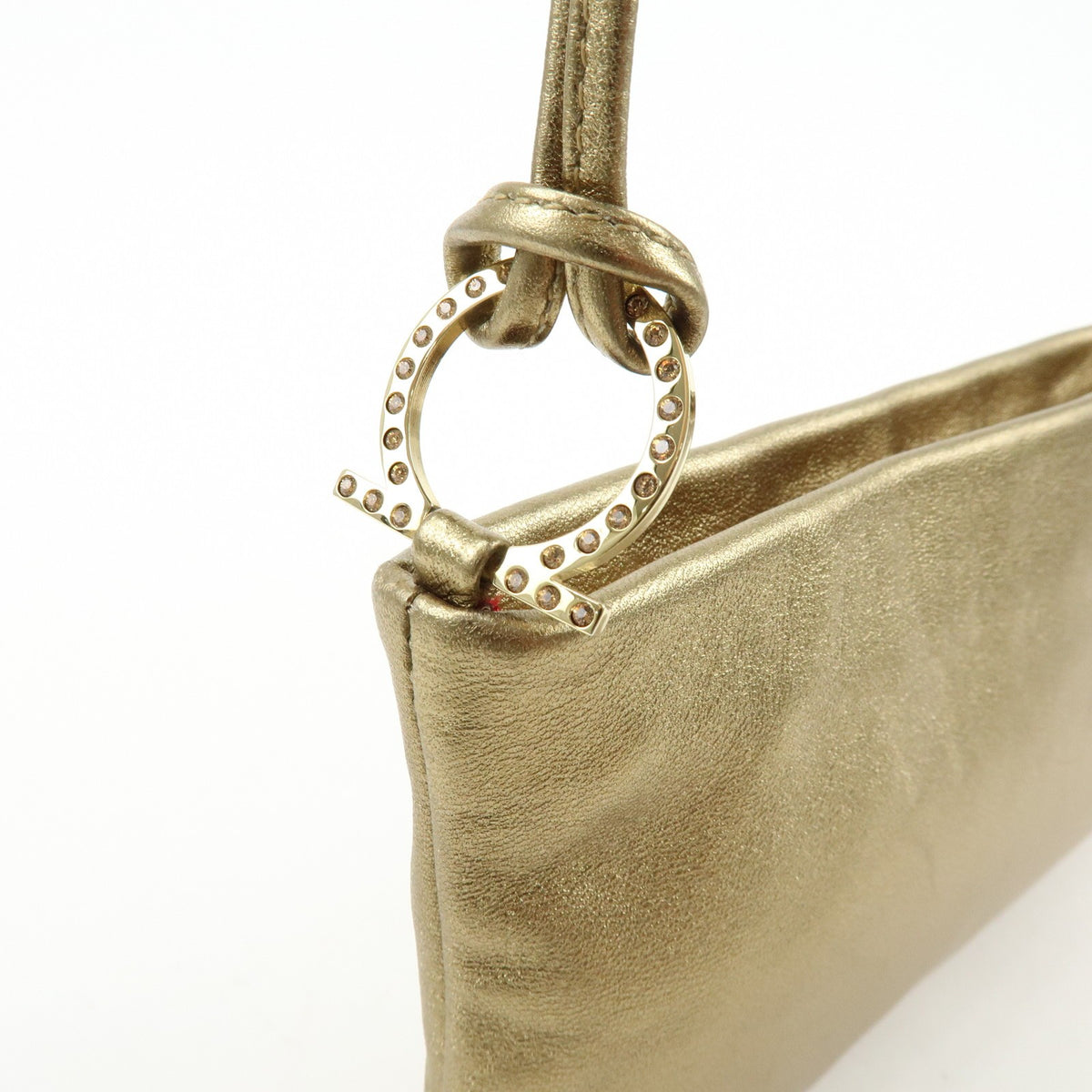 Salvatore Ferragamo Gancini Leather Gold Leather Crossbody Bag Bag (Pre-Owned)