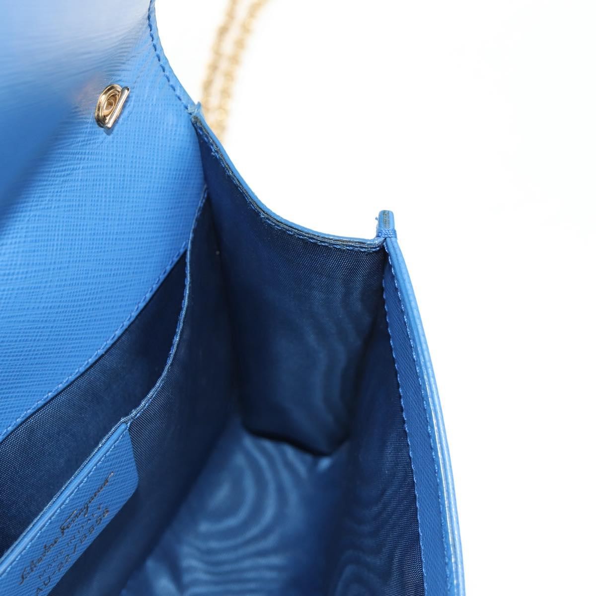 Salvatore Ferragamo Ginny Leather Blue Leather Shoulder Bag Bag (Pre-Owned)