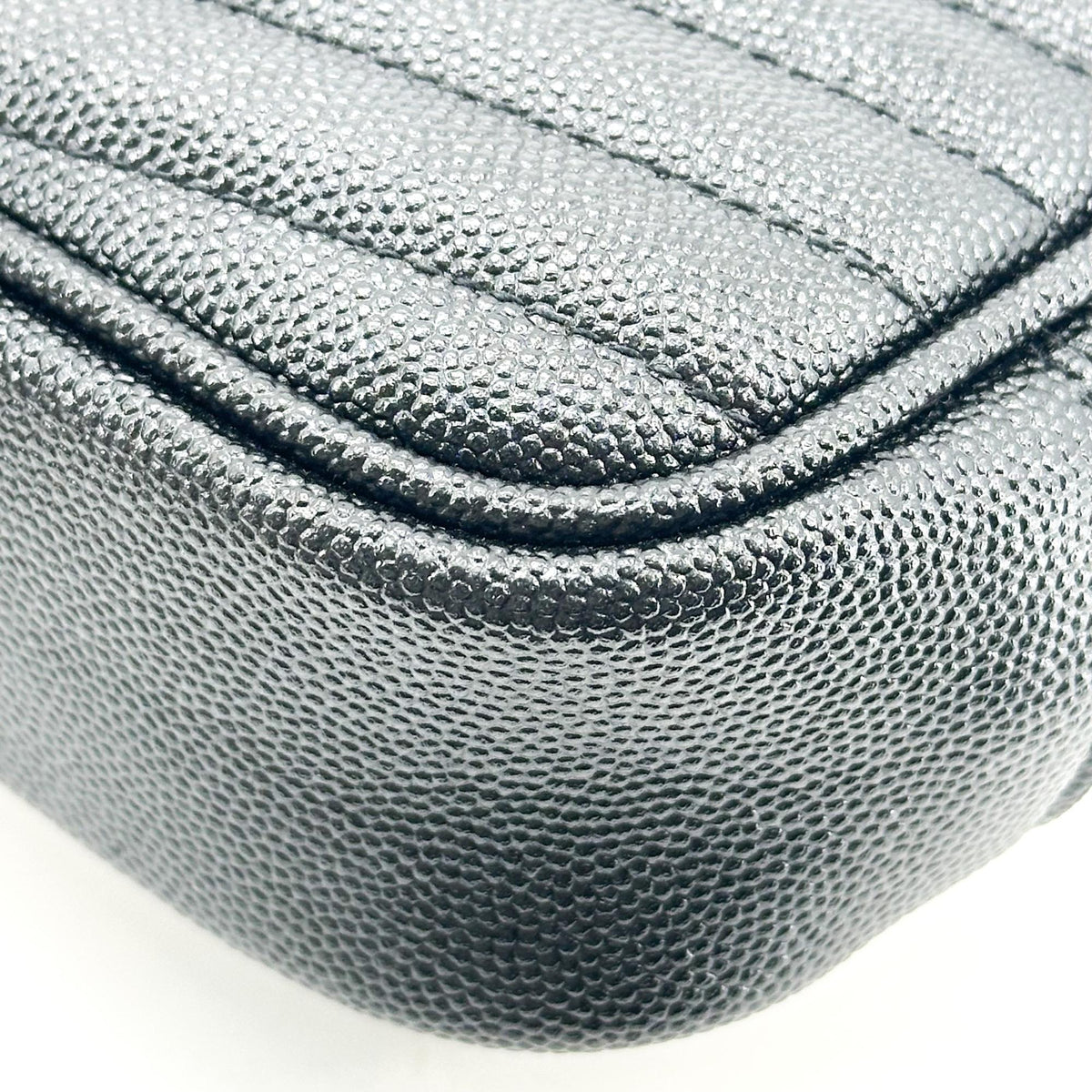 Saint Laurent Lou Camera Matelasse Chevron Leather Black Calfskin Handbag (Pre-Owned)