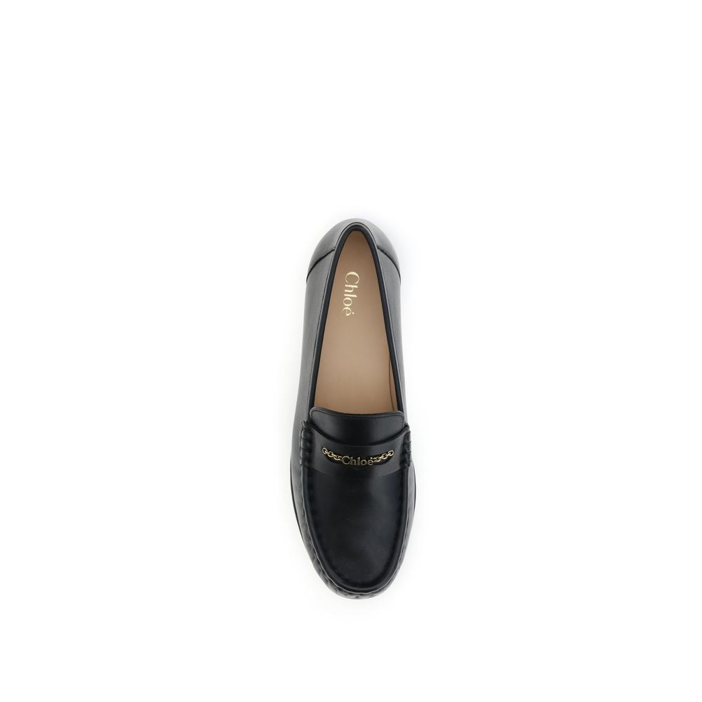 Chloé Black Calf Leather Bos Taurus Slip-On Women's Loafers