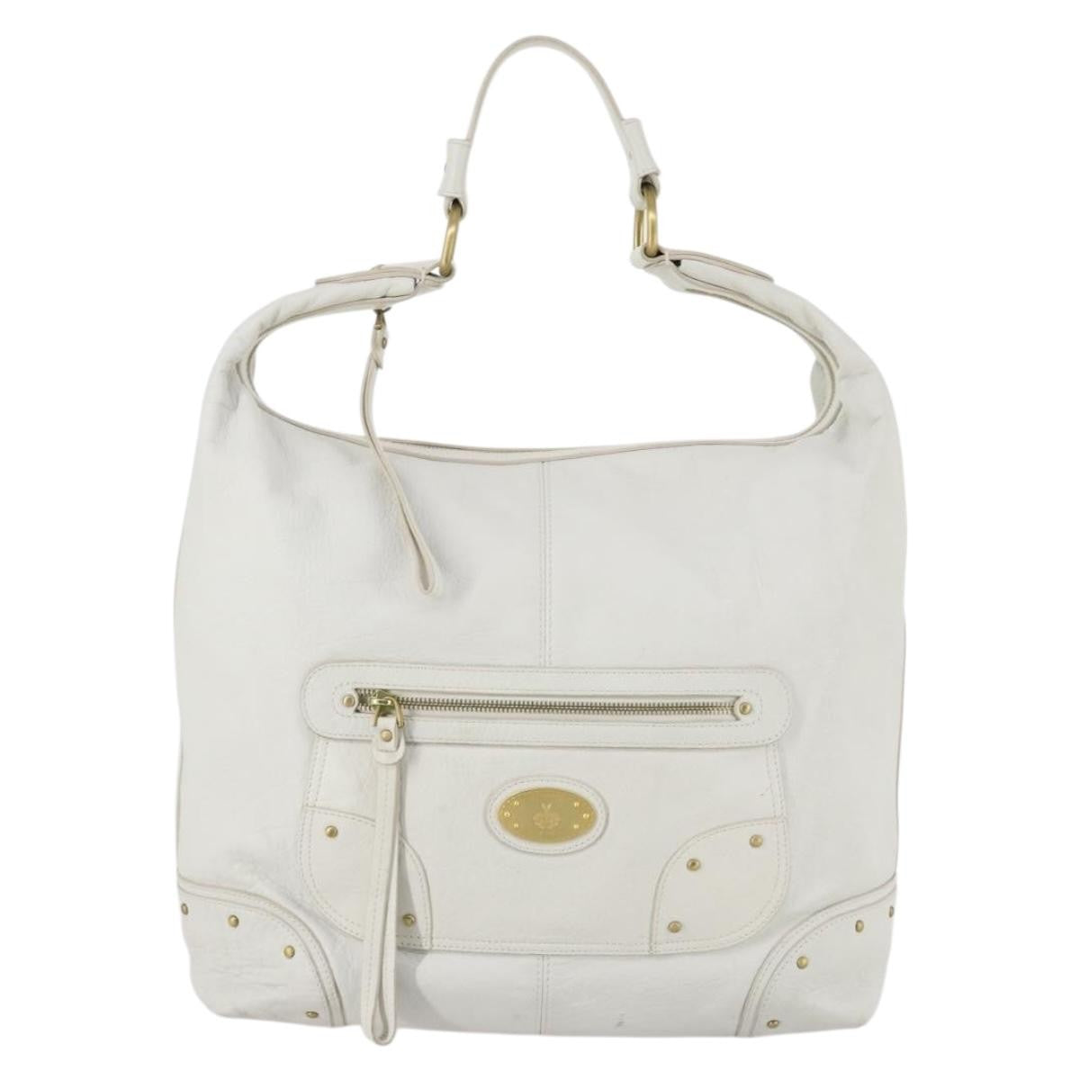Bally Vintage Leather White Leather Shoulder Bag Bag (Pre-Owned)