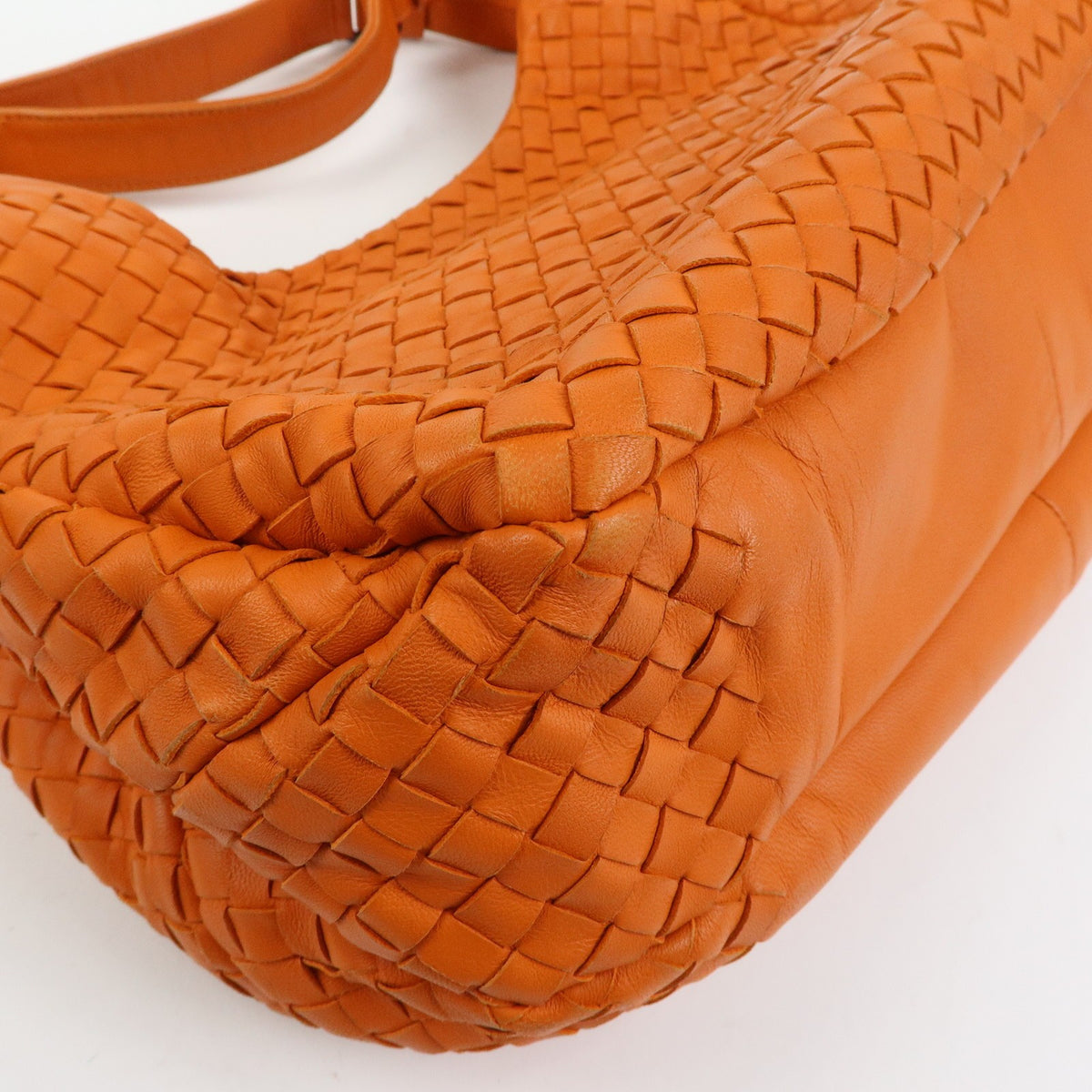 Bottega Veneta Campana Hobo Intrecciato Nappa Orange Leather Shoulder Bag Bag (Pre-Owned)