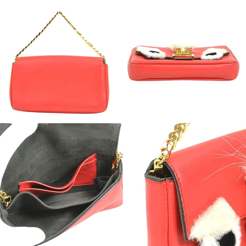 Fendi Baguette Red Leather Handbag (Pre-Owned)