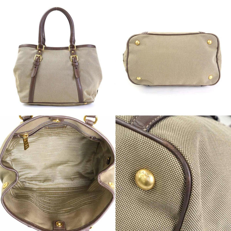 Prada Canapa Brown Canvas Handbag (Pre-Owned)
