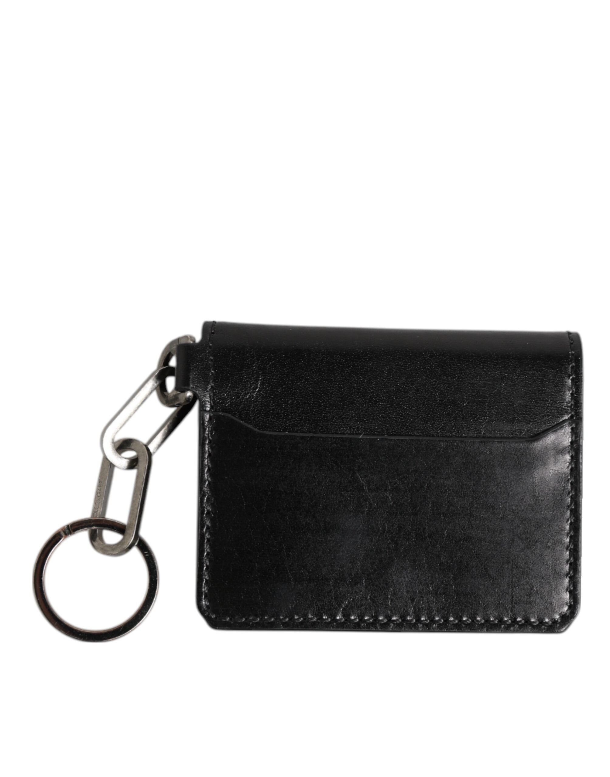 Dolce & Gabbana Black Leather Logo Embossed Key Chain Card Holder Men's Wallet (Pre-Owned)
