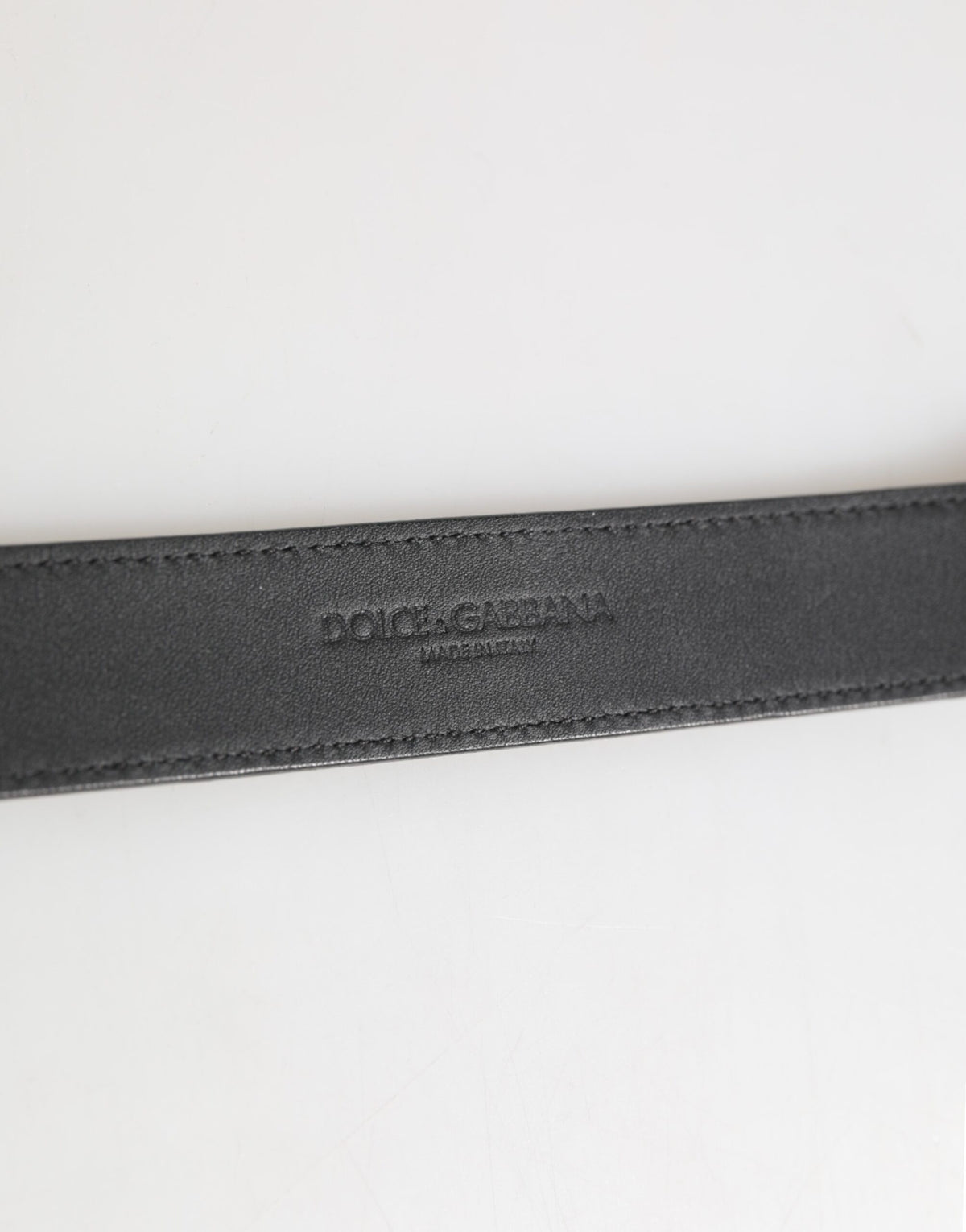 Dolce & Gabbana Silver Textured Leather Gold Tone Metal Men's Neckband