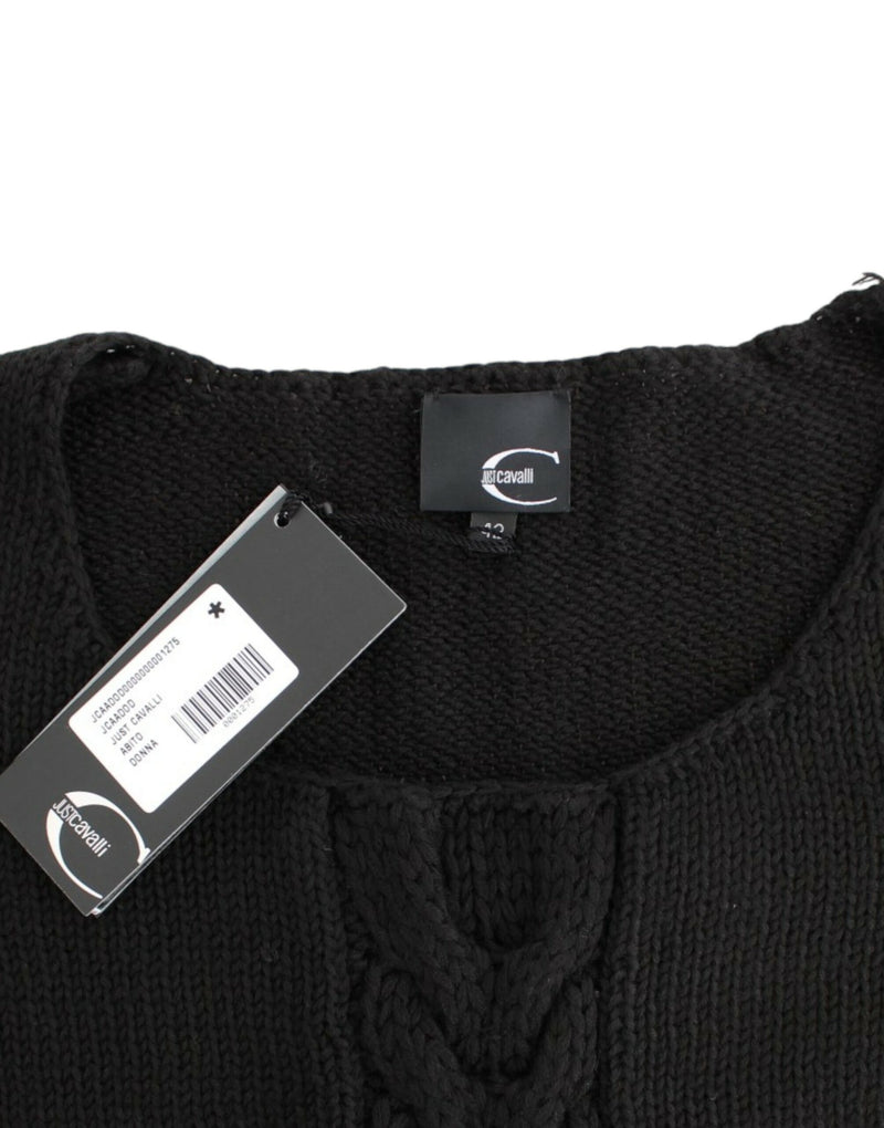 Cavalli Alluring Black Knitted Crew Neck Women's Sweater