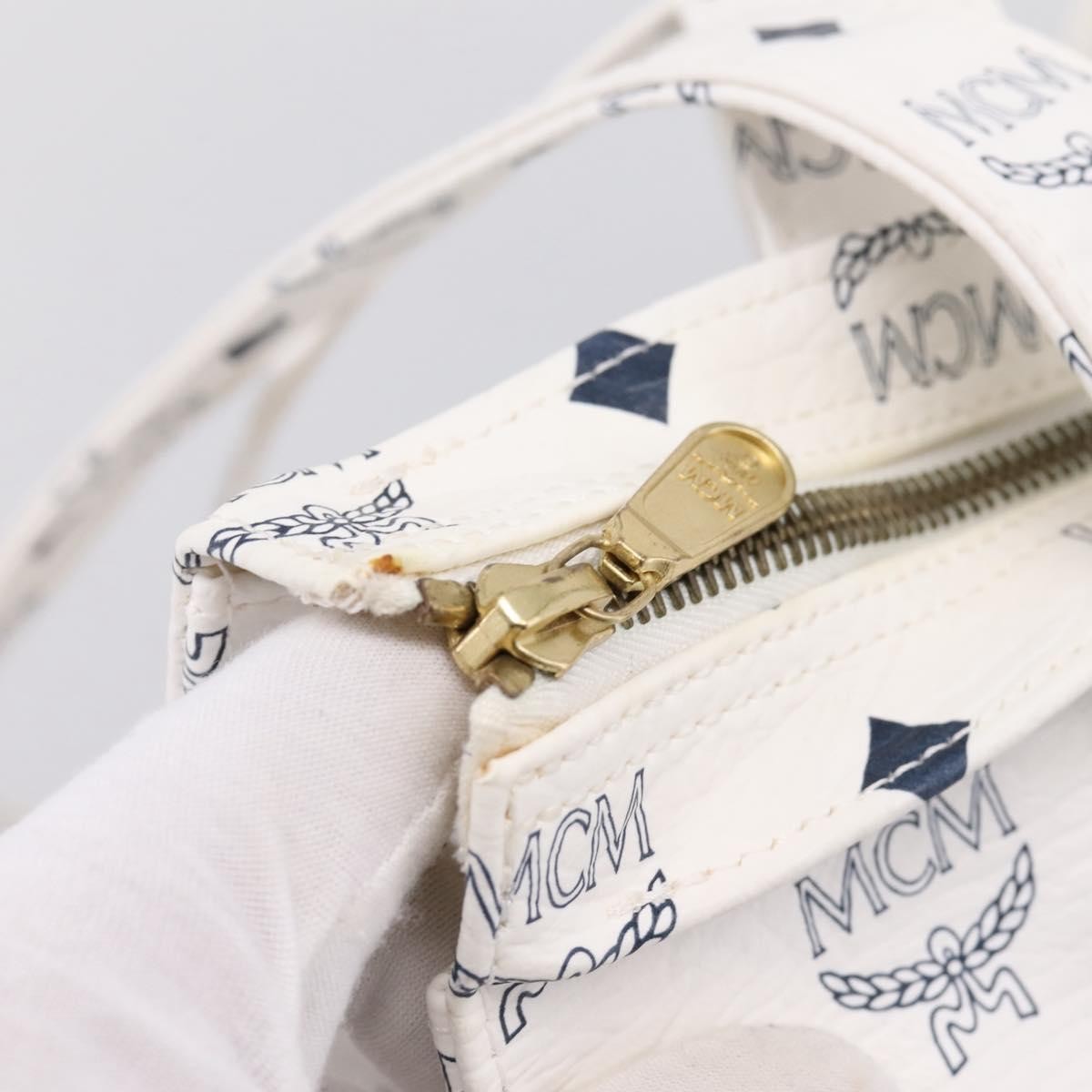 MCM Vintage Visetos Canvas White Canvas Tote Bag Bag (Pre-Owned)