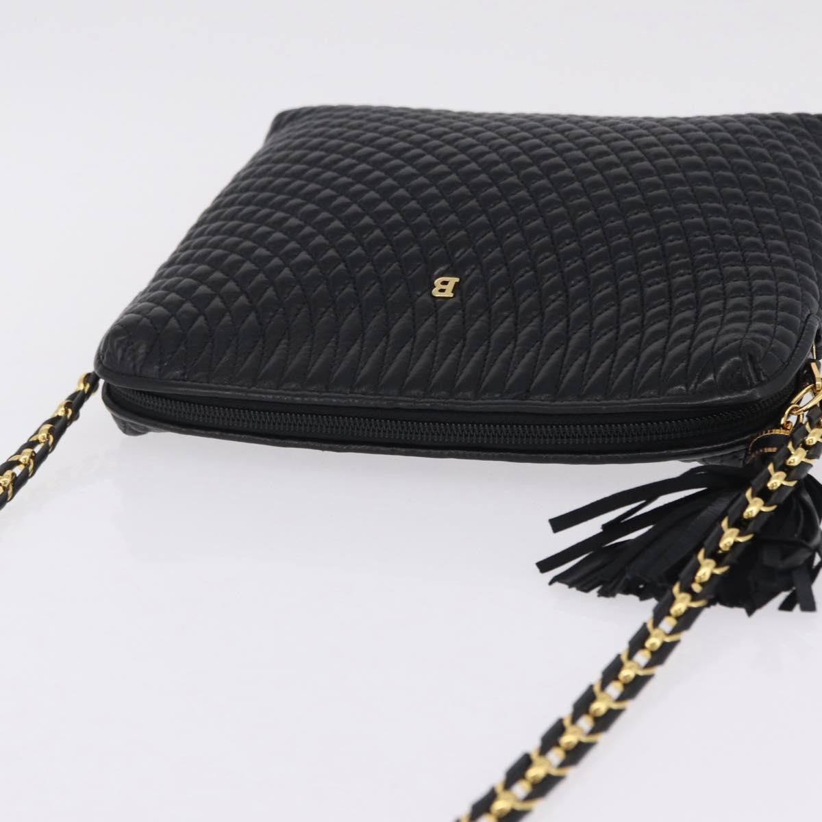 Bally Vintage Chain Quilted Leather Black Leather Shoulder Bag Bag (Pre-Owned)