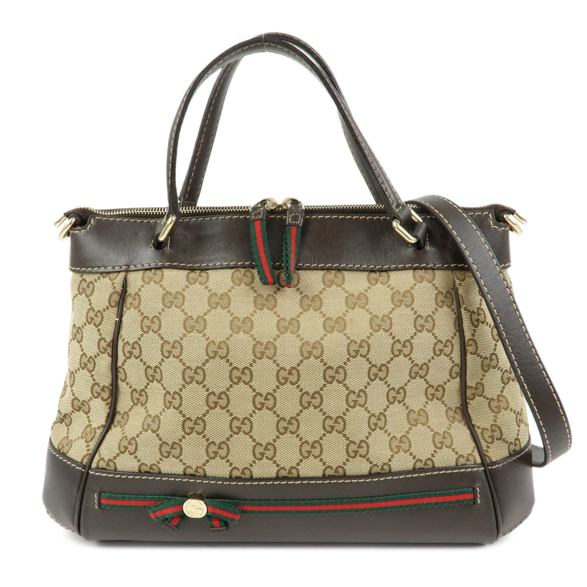 Gucci Mayfair Convertible Gg Canvas Beige Canvas Tote Bag Bag (Pre-Owned)