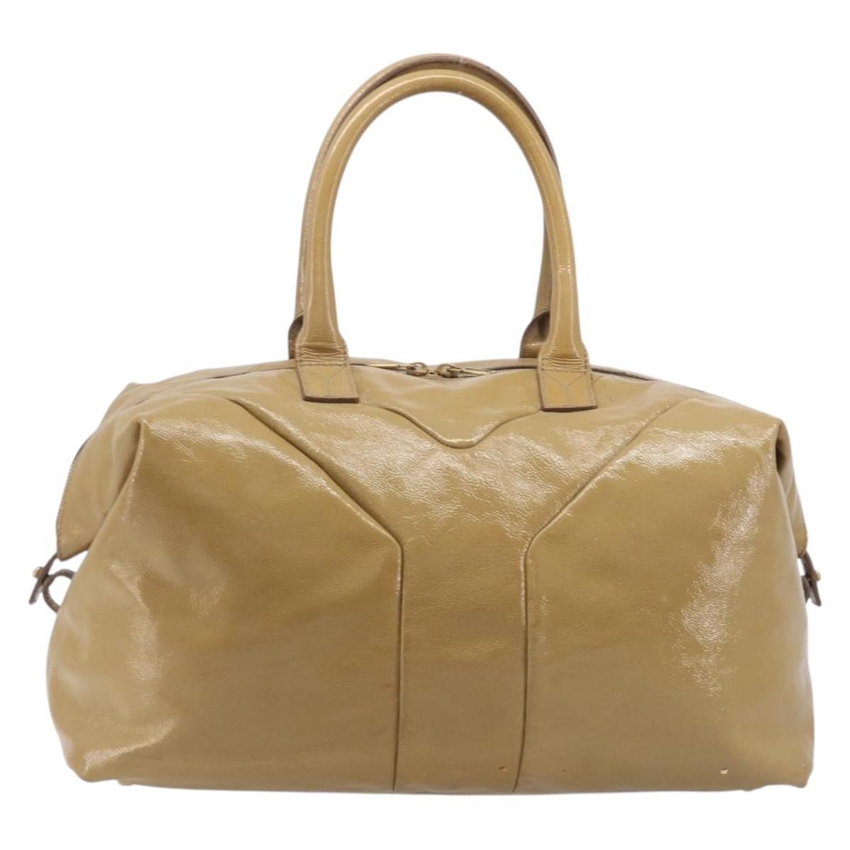Saint Laurent Easy Y Satchel Patent Beige Patent_Leather Handbag (Pre-Owned)