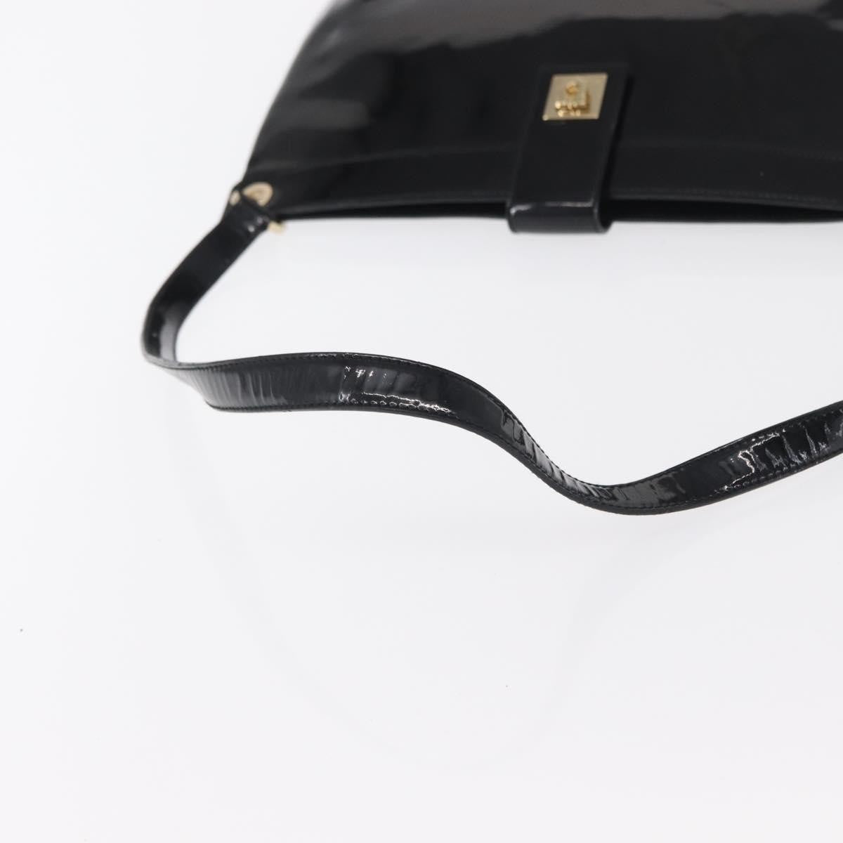 Salvatore Ferragamo Gancini Patent Leather Black Patent_Leather Shoulder Bag Bag (Pre-Owned)