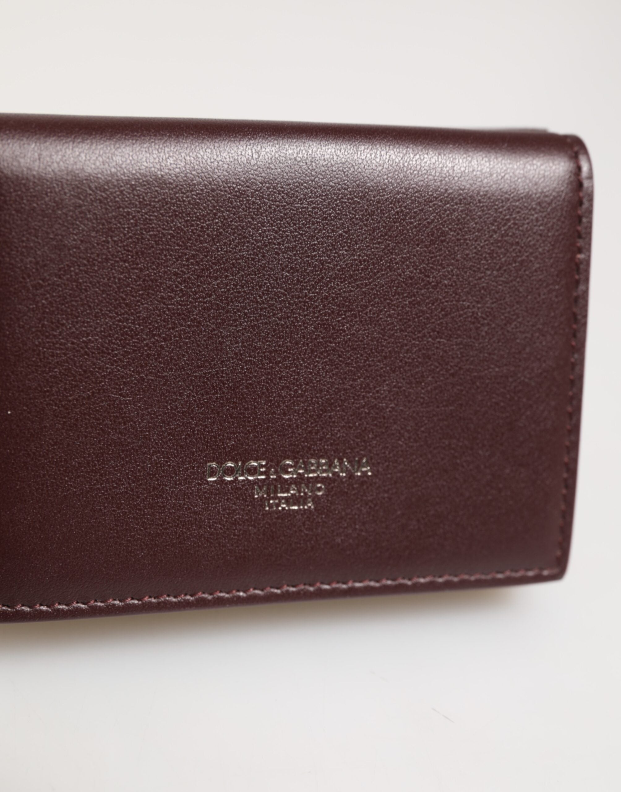Dolce & Gabbana Leather Embossed Logo Trifold Men Card Holder Dark Men's Brown