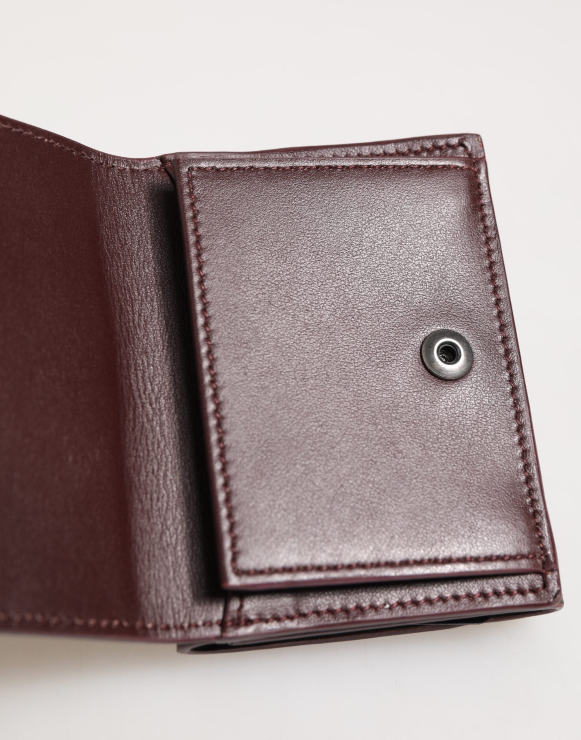 Dolce & Gabbana Leather Embossed Logo Trifold Men Card Holder Dark Men's Brown