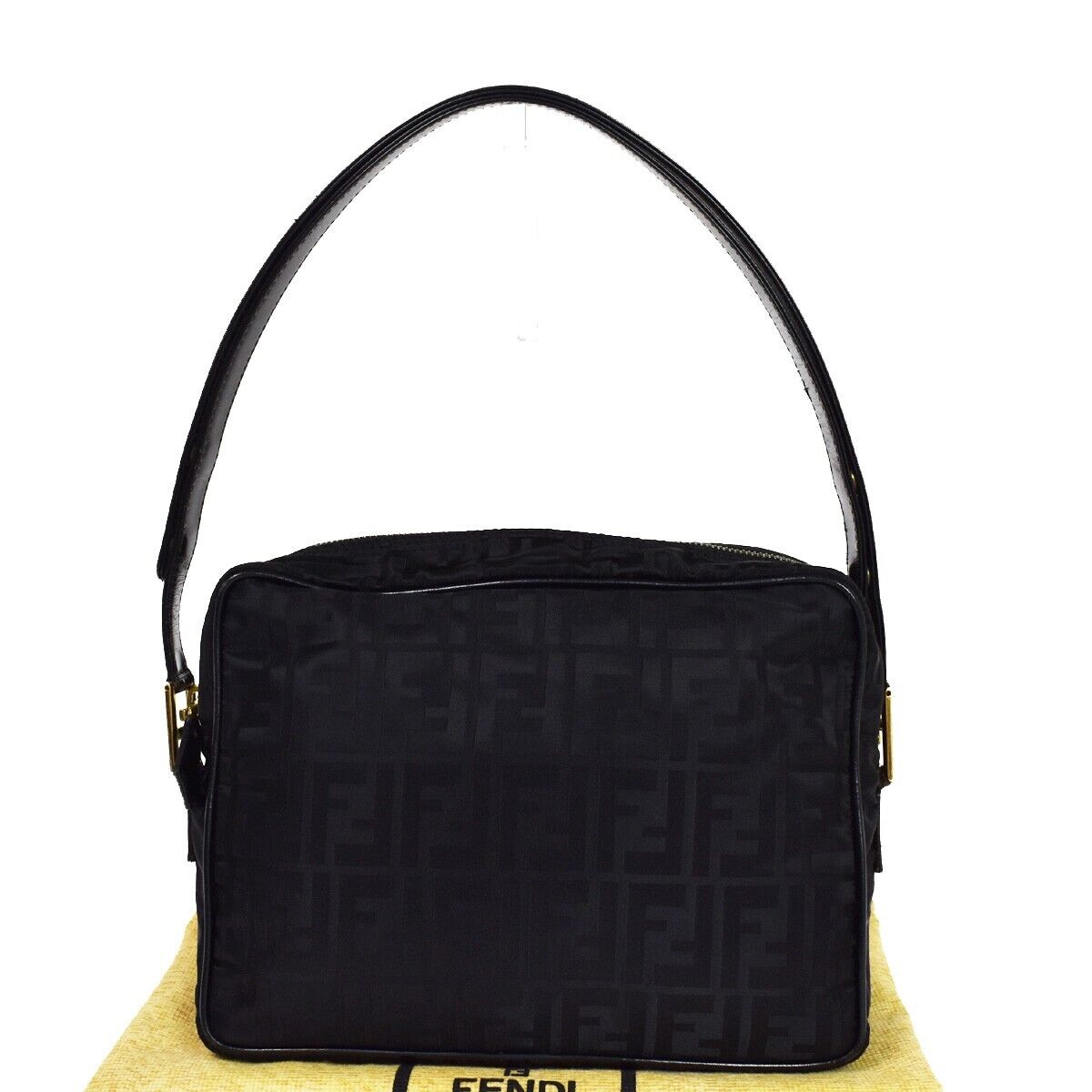 Fendi pre-owned black Zucca Leather shoulder bag