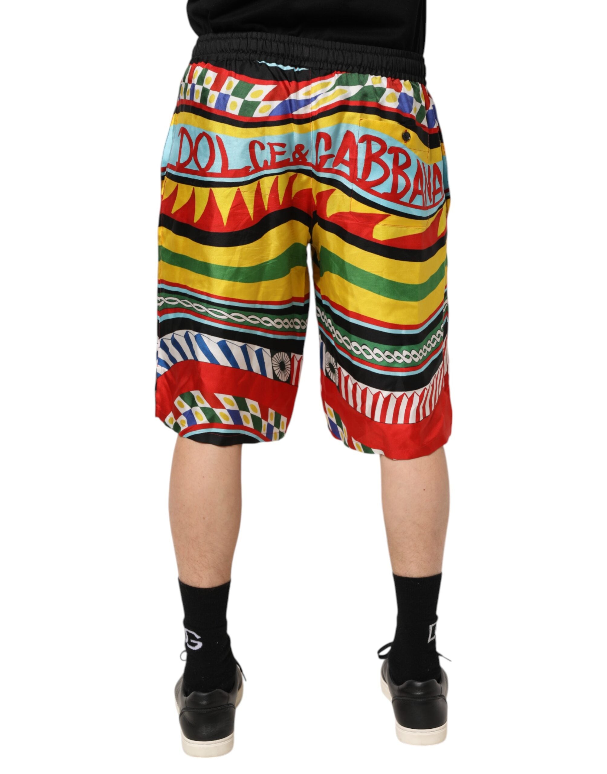 Dolce & Gabbana Multicolor Sicilian Carretto Shorts Men's Swimwear