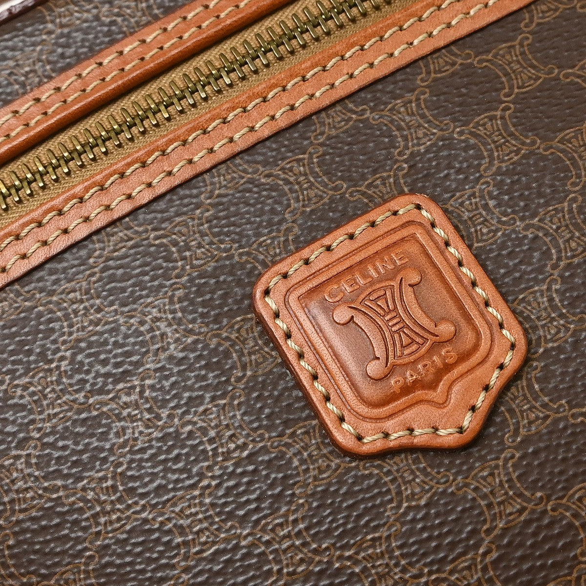 Celine Top Handle Vanity Box Triomphe Coated Canvas Brown Canvas Handbag (Pre-Owned)