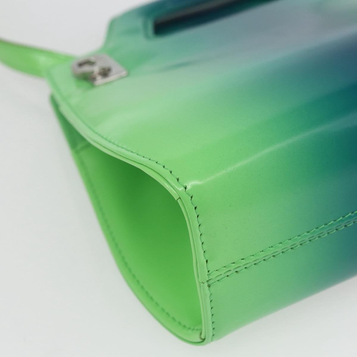 Salvatore Ferragamo Wanda Top Handle Shoulder Gradient Leather Green Patent_Leather Handbag (Pre-Owned)