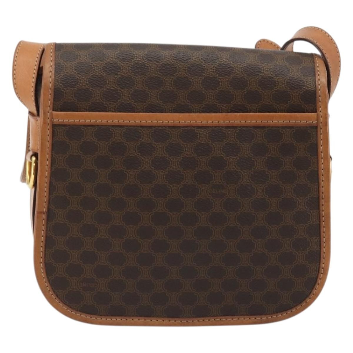 Celine Vintage Macadam Canvas And Leather Brown Canvas Shoulder Bag Bag (Pre-Owned)