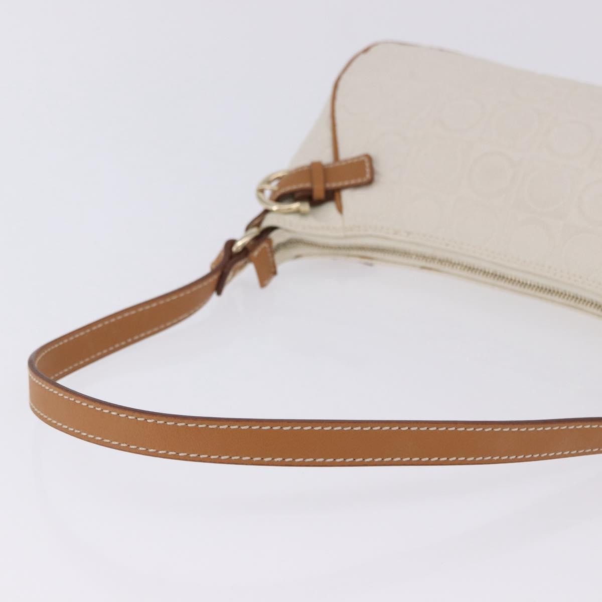 Salvatore Ferragamo Gancini Canvas And Leather White Canvas Clutche & Pouche Bag (Pre-Owned)