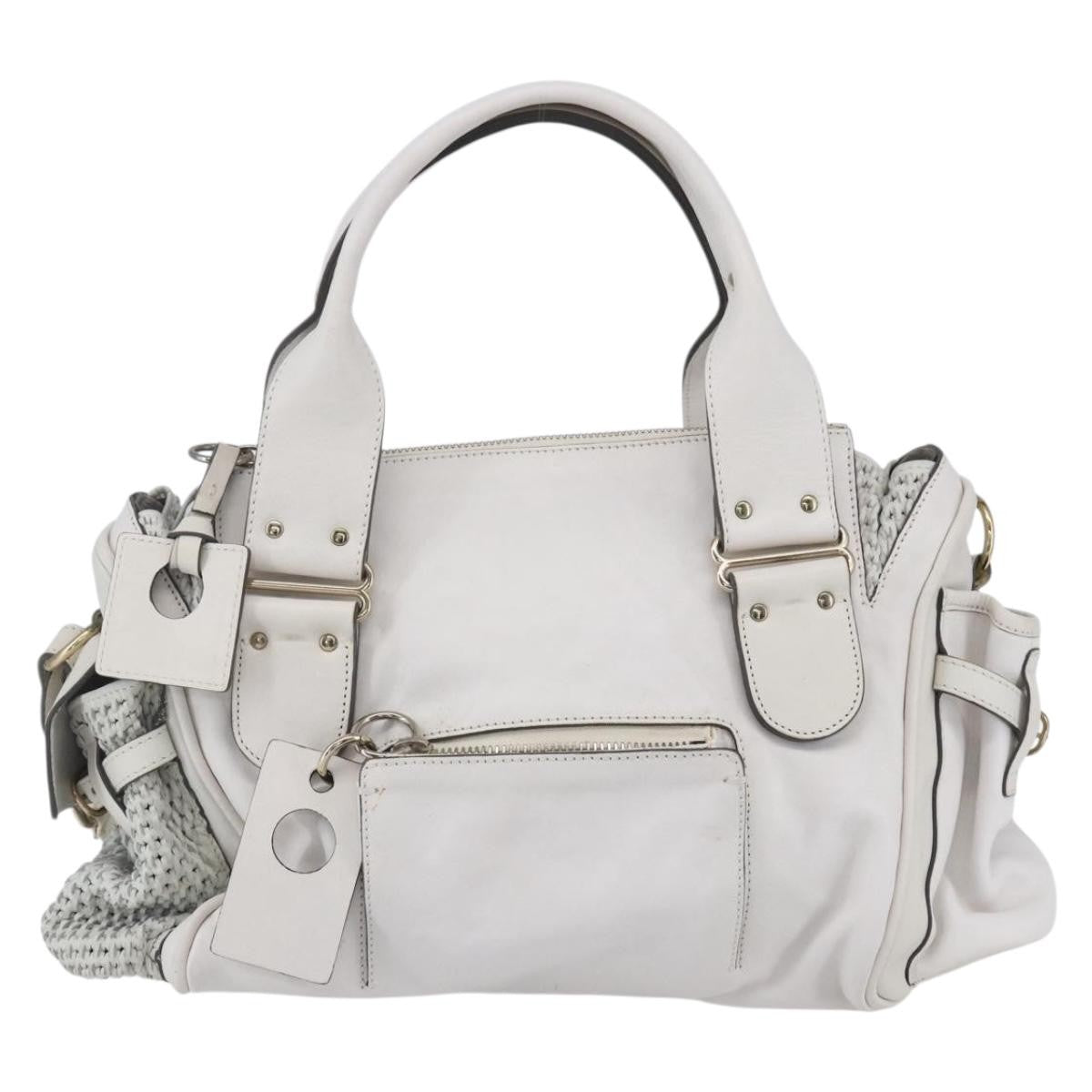 Chloe Vintage Leather White Leather Shoulder Bag Bag (Pre-Owned)