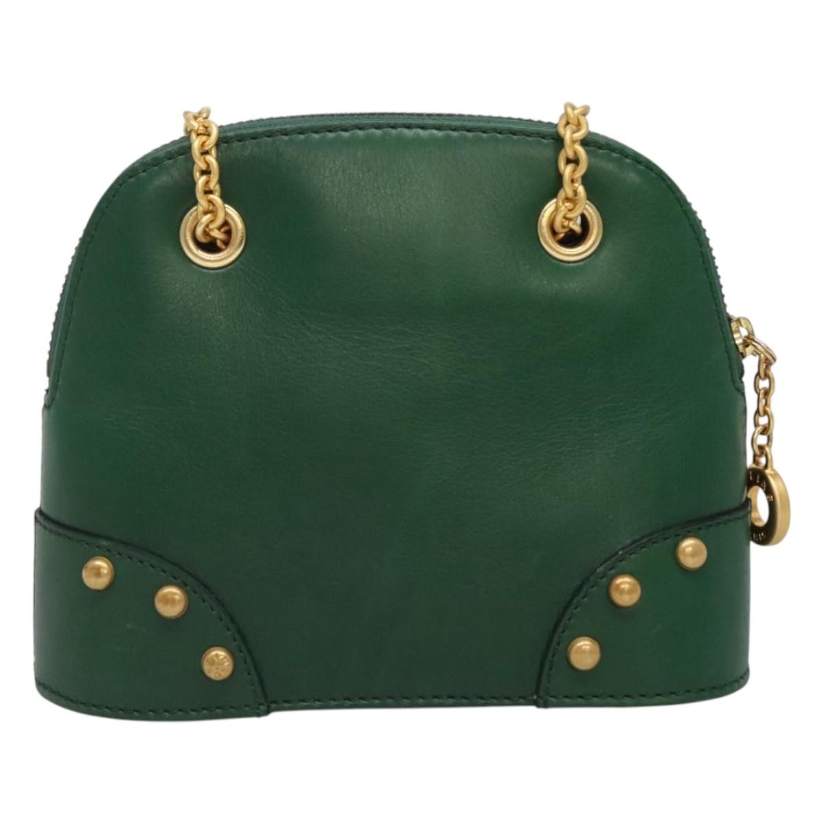 Celine Chain Vertical Quilted Lambskin Green Leather Shoulder Bag Bag (Pre-Owned)