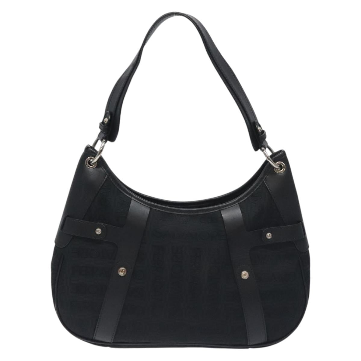 Salvatore Ferragamo Shoulder Canvas Black Canvas Shoulder Bag Bag (Pre-Owned)