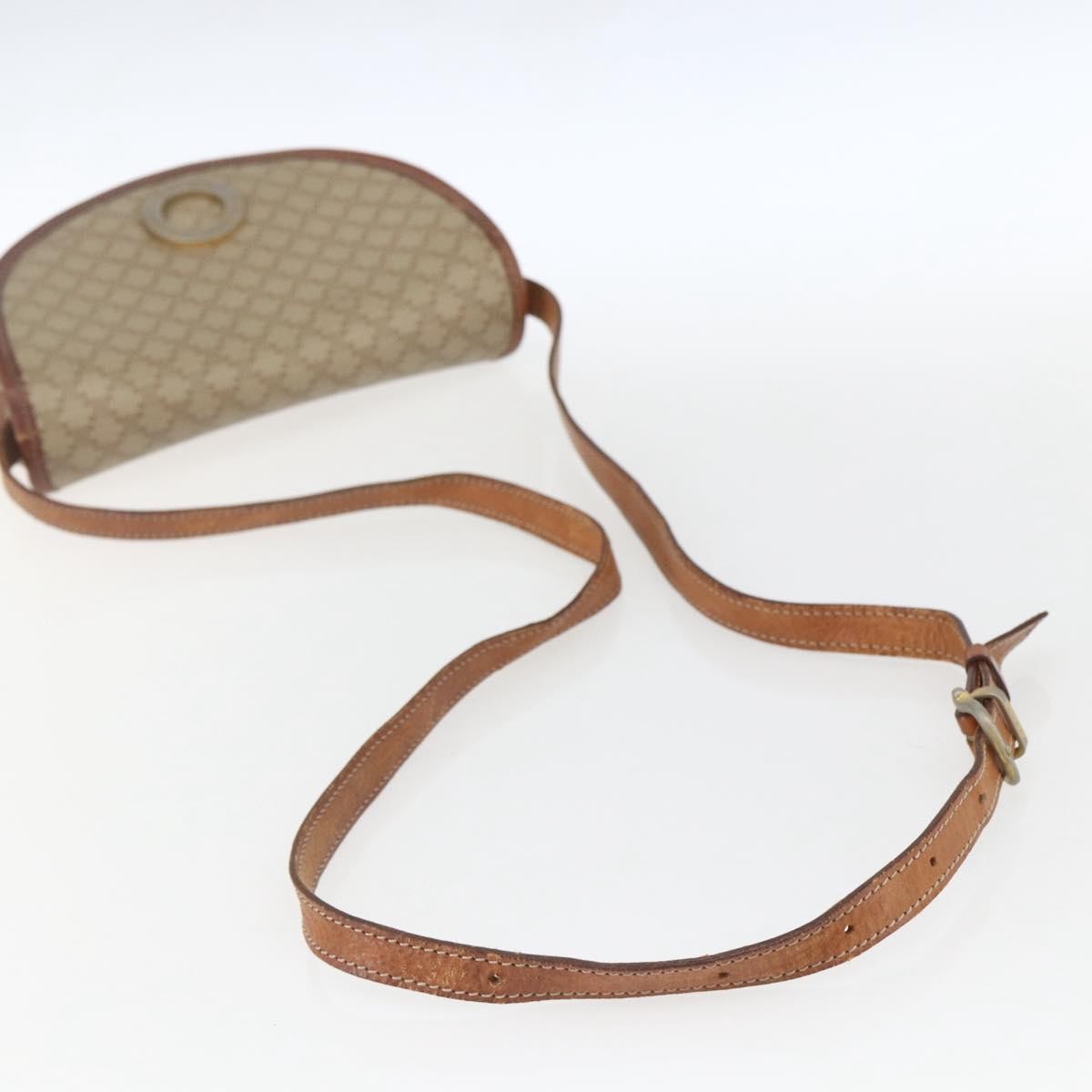 Celine Vintage Macadam Circle Logo Canvas And Leather Beige Canvas Shoulder Bag Bag (Pre-Owned)