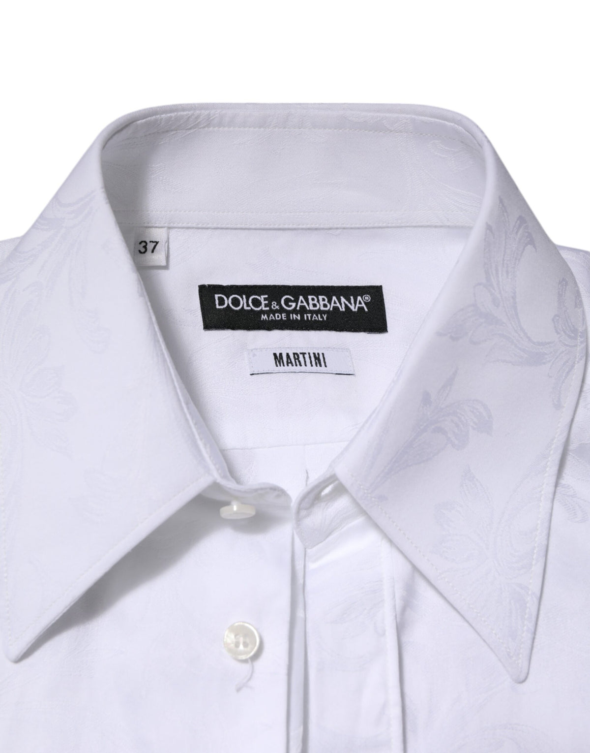 Dolce & Gabbana White Cotton MARTINI Paisley Jacquard Men's Shirt