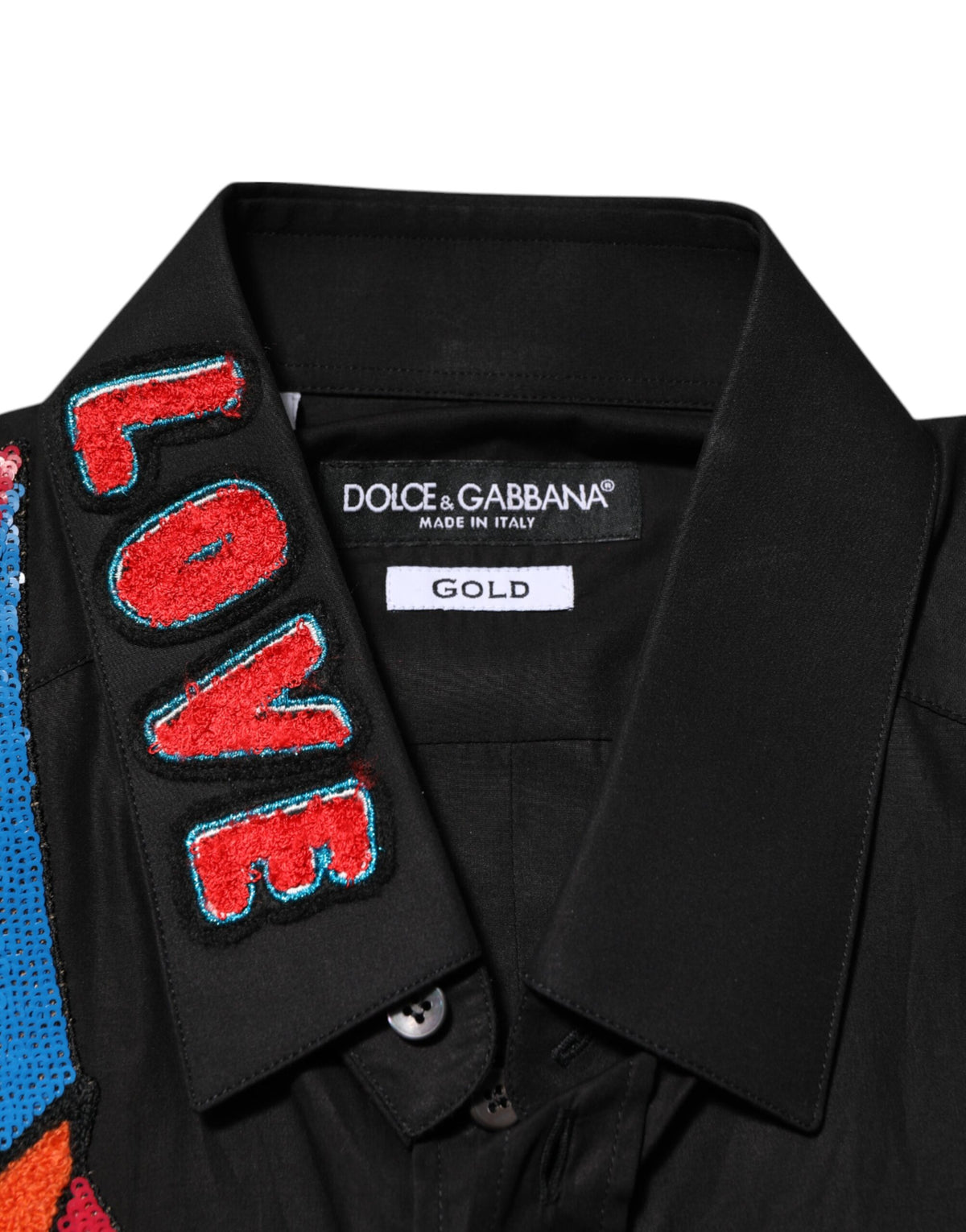 Dolce & Gabbana Black Cotton Star Sequin Dress Formal Men Men's Shirt (Pre-Owned)