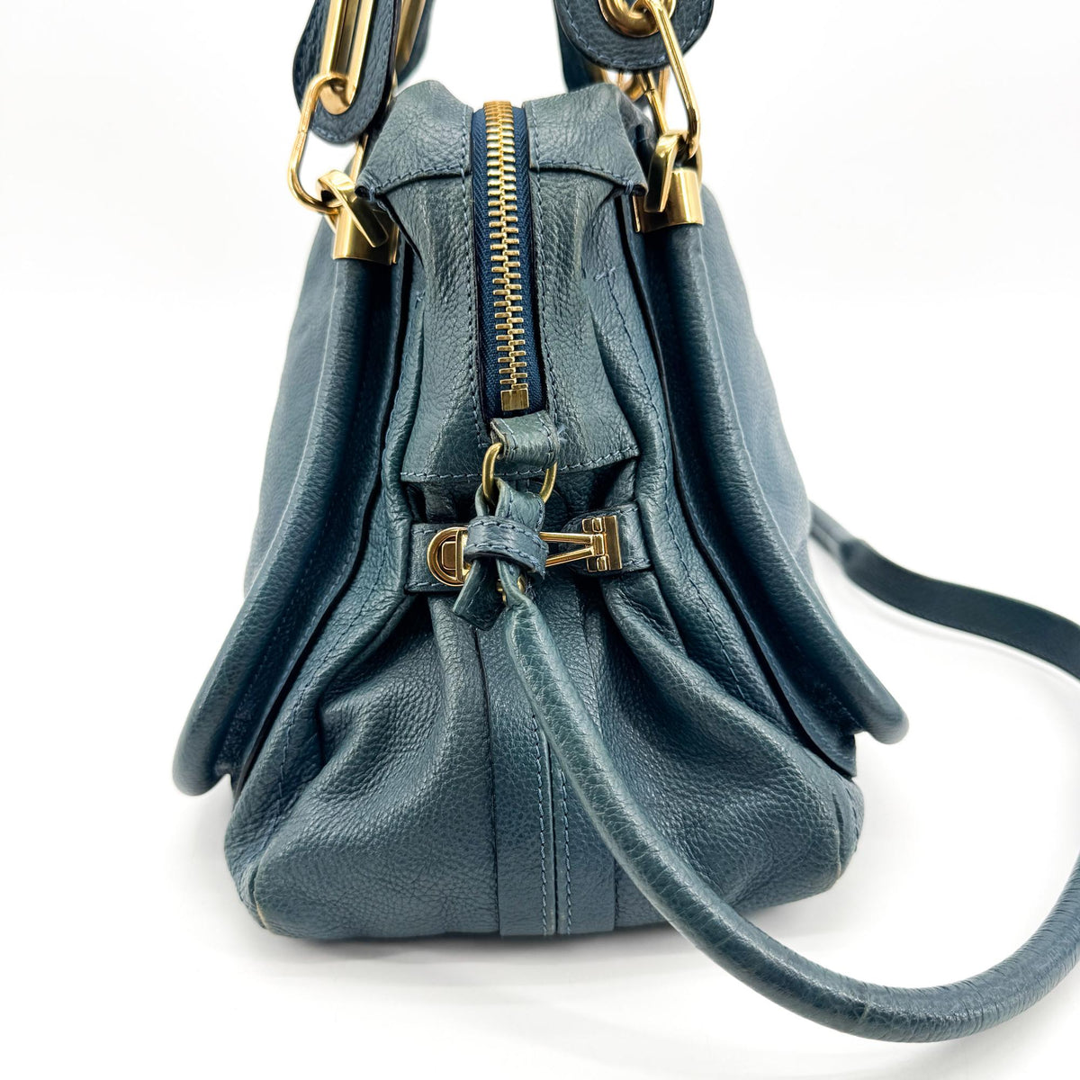 Chloe Paraty Quilted Leather Blue Leather Handbag (Pre-Owned)