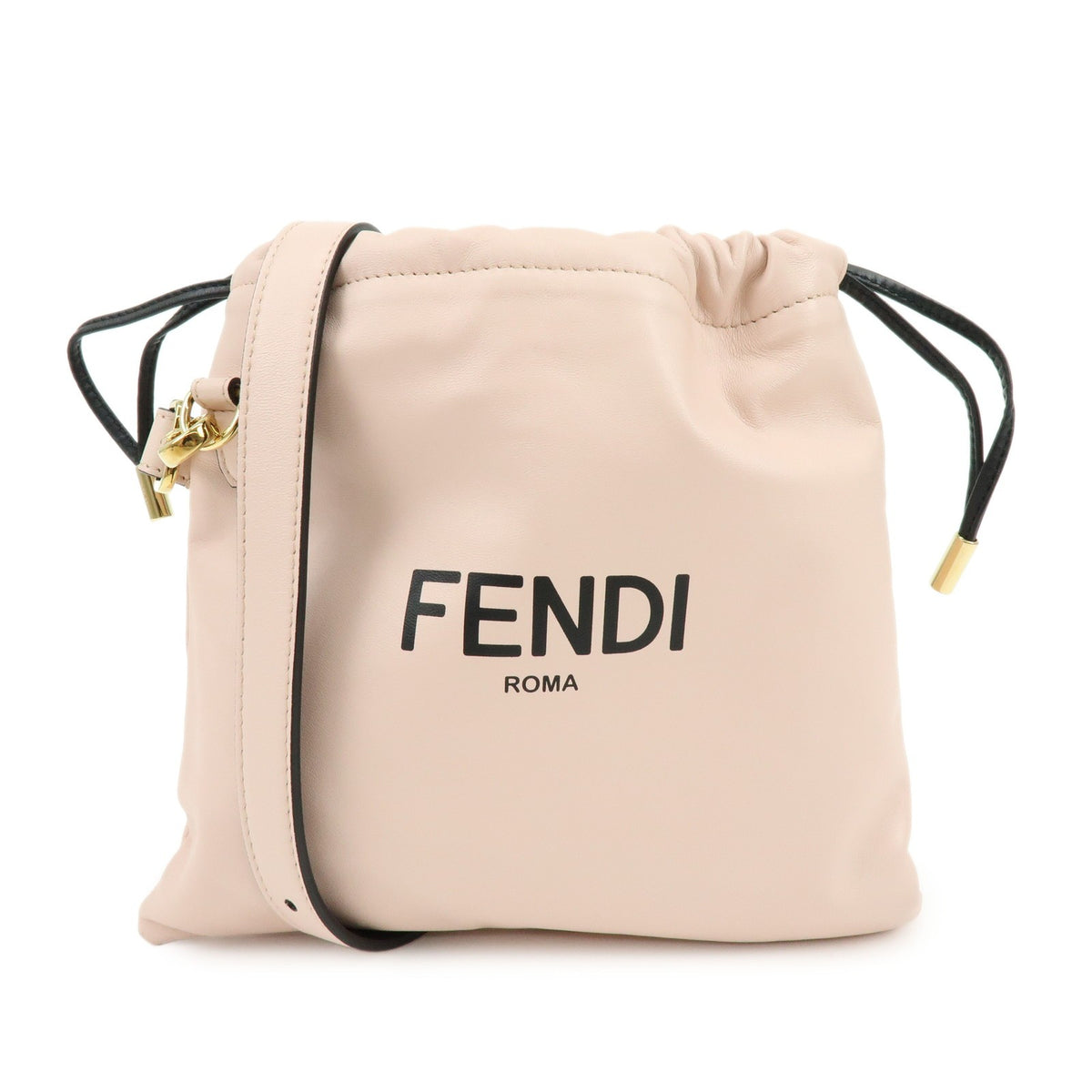 Fendi Logo Drawstring Leather Pink Leather Handbag (Pre-Owned)