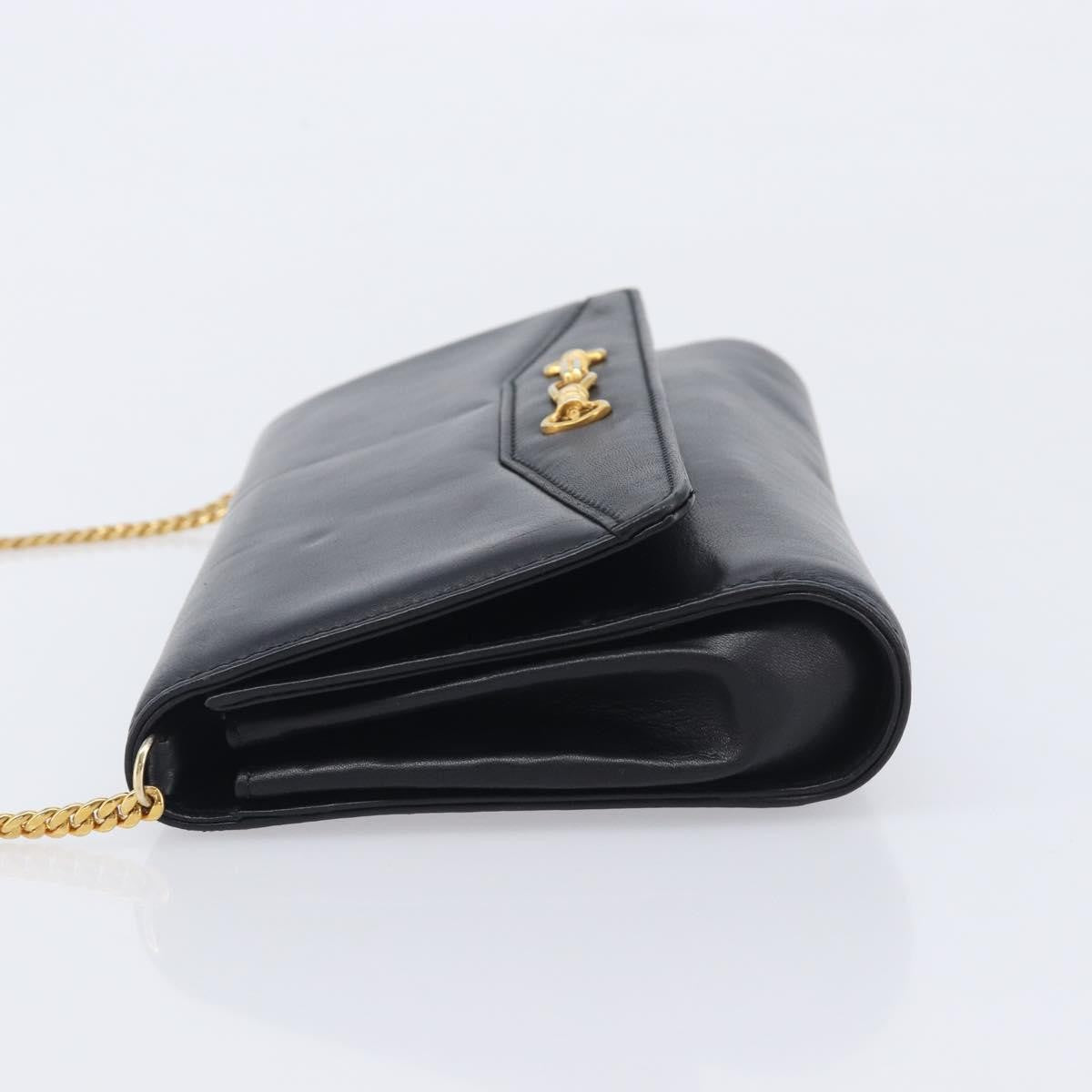 Celine Shoulder Leather Black Leather Shoulder Bag Bag (Pre-Owned)